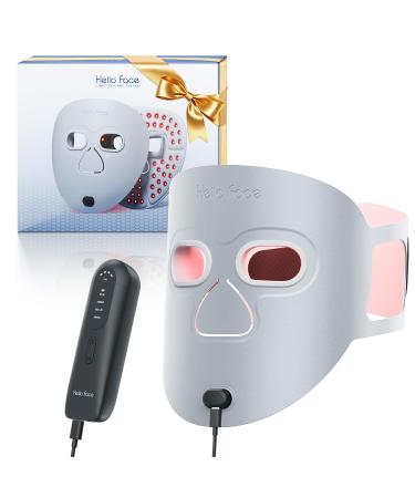 Masque Luminoth rapie Visage Gris Hello Face Soin LED Professionnel Domicile avec 280 Puces 4 Modes T l commande Fonction M moire Masque LED Visage avec Protection Oculaire et C bles Inclus