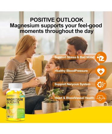 Magnesium Glycinate Gummies 1000mg - Sugar-Free Magnesium Potassium Supplement with Vitamin D B6 CoQ10 for Adults & Kids High Absorption for Calm Mood & Sleep Support - 60 Pineapple Gummies - Buy Online on GoSupps.com