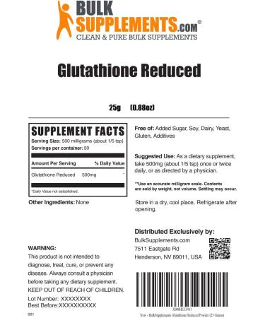 Glutathione Reduced Powder - Liver Support, Antioxidant, Anti-Aging, Skin Whitening - 25g - Buy Online on GoSupps.com