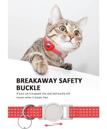 Reflective Airtag Cat Neck Band - Light Tracker Collar with Bell for Kittens & Cats - Red - Buy Online on GoSupps.com