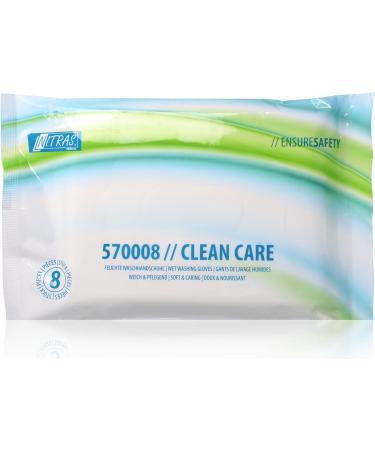 Nitras Clean Care Moist Washing Gloves with Aloe Vera & Chamomile | Soft & Heated Towels for Face Body & Hands - 8 Pack | Size 23x14 cm - International Shipping Available - Buy Online on GoSupps.com