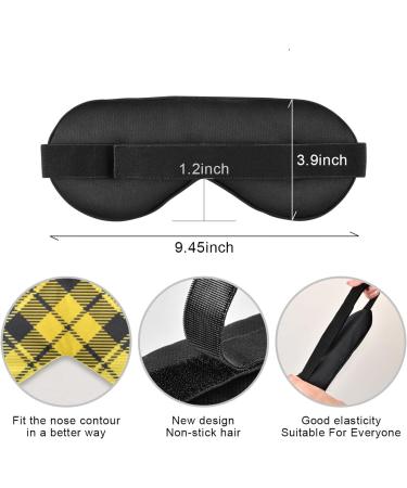 WELLDAY Yellow and Black Tartan Plaid Sleep Mask - Adjustable Strap for Men and Women - Buy Online on GoSupps.com