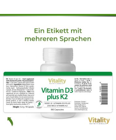 Vitaminexpress Vitamin D3 K2 High Dose - 5000 IU D + 200 MCG K2 MK7 Mini Capsules | Premium Quality High Bioavailability Additive-Free Immune Support & Vitality - Buy Online on GoSupps.com