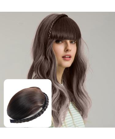 Headbands Braid Headband Single Braided Dark Brown Fringe Headband with Bangs Realistic Instant Hair Bangs Fringe Bangs Hair Clip for Women Girls - Buy Online on GoSupps.com