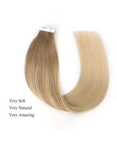 Abbel Amazing Beauty Hair Tape Extensions - Real Remy Balayage 20 Pieces (Ash Brown & Ash Blonde) - 50g 35cm Tape-in Hair Extensions - Buy Online on GoSupps.com