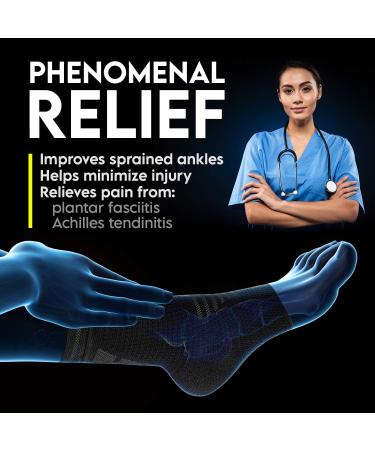 LANGOVTM Ankle Brace Support for Men & Women (Pair) - Compression Sleeve Socks for Achilles Tendonitis & Injury Recovery - Gray, Large - Buy Online on GoSupps.com