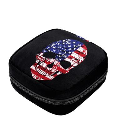 GIAPB Period Bag Sanitary Napkin Storage Bag Pad Holder for Period Makeup Pouch Abstract Skull Color293