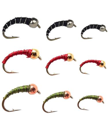 The Fly Crate Zebra Midge Fly Fishing Nymph Assortment for Trout 18 Variety Pack