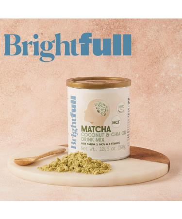 BRIGHTFULL Matcha Coconut & Chia Oil Nutrient Blend Drink Mix | Omega 3, MCTs, B Vitamins | Cognitive Function & Memory Support | 10.5oz Jar - Buy Online on GoSupps.com