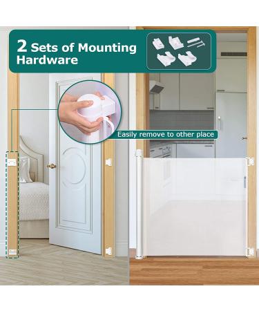 YOOFOR Retractable Baby Gate 33x55 Inch - Extra Wide Safety Gate for Kids, Pets - Indoor Outdoor Mesh Dog Gate - White (Pack of 1) - Buy Online on GoSupps.com