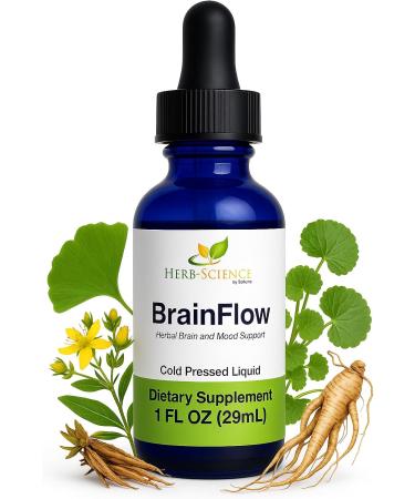Soltrients Herb-Science BrainFlow Herbal Brain & Mood Support | Liquid Supplement with Ginkgo Ginseng Gotu Kola & St. John s Wort | Focus Clarity Mood & Circulation | Alcohol-Free 1 fl oz - Buy Online on GoSupps.com