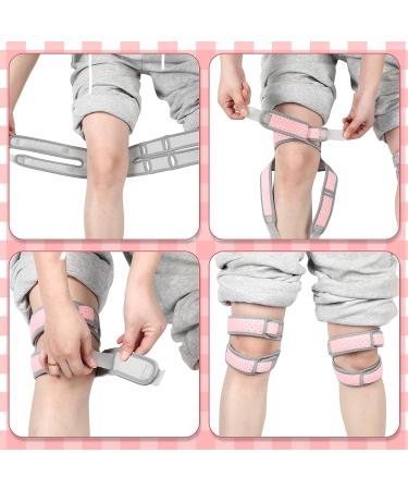 Adjustable Patellar Tendon Support Strap for Women - 2 Pcs Knee Brace for Pain Relief & Support during Running, Jumping, Weightlifting - Pink Neoprene - Buy Online on GoSupps.com