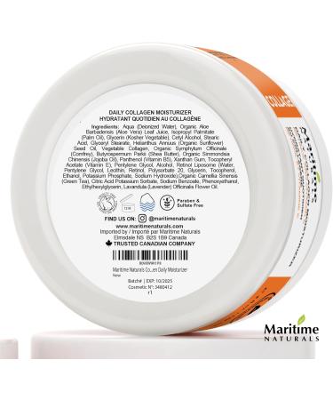Maritime Naturals Daily Collagen Moisturizer Retinol Cream Collagen Jojoba Oil & Vitamin E Face Cream for Women & Men Made with Organic Ingredients 120 ml - Buy Online on GoSupps.com