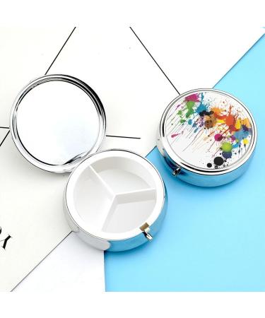 Travel Pill Box Organizer - 3 Compartment Portable Case with Abstract Paint Splashes for Handbags & Pockets - Buy Online on GoSupps.com