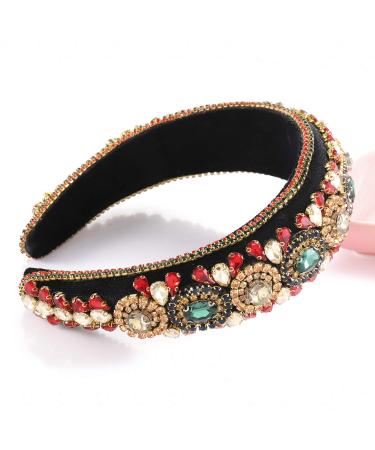 Padded Rhinestone Headband - Crystal Velvet Wide Hairband for Women and Girls - Buy Online on GoSupps.com