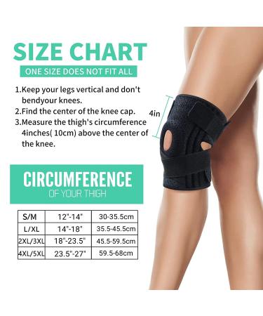 ABYON Plus Size Knee Brace with Side Stabilizers & Gel Pads - Adjustable Support for Men and Women, Running, Meniscus Tear, Arthritis - 4XL/5XL Black - Buy Online on GoSupps.com