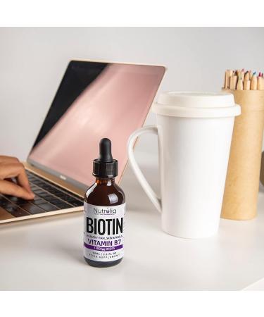 Nutroliq Biotin Liquid Drops - 12000mcg for Hair, Skin & Nail Health - Vegan Dietary Supplement - Berry-Flavored Serum - 60ml - Buy Online on GoSupps.com
