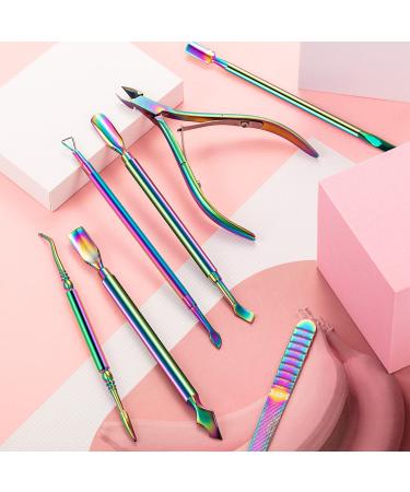 12-Piece Cuticle Nippers and Ingrown Nail Kit - Nail Cleaner, File, Pusher, Peeler Scraper for Fingernail and Toenail Manicure - Rainbow - Buy Online on GoSupps.com
