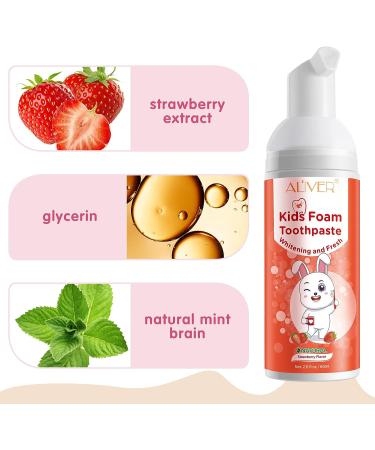 Foam Kids Toddler Toothpaste | Anti-Cavity Mousse | Fluoride-Free U-Shaped Toothbrush | Soda Strawberry Flavor - Ages 3 and Up - Buy Online on GoSupps.com
