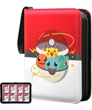 Card Binder for Pokemon Cards, CHELSOND 4-Pocket Portable Card Collector Album Holder Book Fits 400 Cards with 50 Removable Sleeves, Trading Card Binder Display Storage Carrying Case for TCG-White 400 cards-white