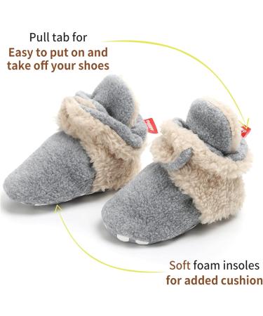 TMEOG Baby Booties Slippers - Infant Boots for Boys & Girls 0-6 Months - Winter Sock Crib Shoes - Light Grey White Furry - Newborn First Walking Shoes (0-18 Months) - Buy Online on GoSupps.com