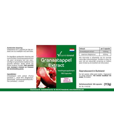 Pomegranate extract 500mg - 180 capsules - vegan - high dose - food supplement | Vitamintrend  - Buy Online on GoSupps.com