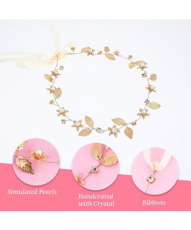Gold Leaf Headband for Women Flower Girl Headpiece Gold Headband Wedding Hair Accessories for Kids Pearl Headpiece Wedding Bridal Boho Hair Piece Gold Hair Vine Headband for Prom Party - Buy Online on GoSupps.com