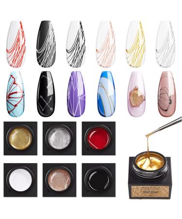 Makartt Spider Gel Set - 6 Colors Elastic Nail Art Paint for Line Design - DIY Nail Art Kit for Home and Salon Use - Buy Online on GoSupps.com