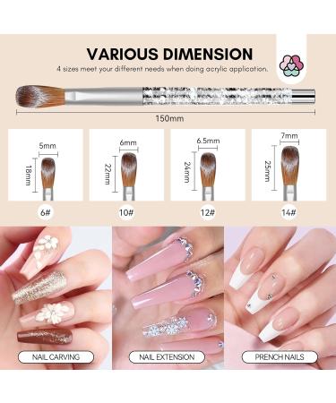 Saviland 4-Piece Acrylic Nail Brush Set with Holder & Cuticle Pusher - Nail Art Tools for Acrylic Powder, Extensions, and Carving | Home DIY and Salon Use - Buy Online on GoSupps.com