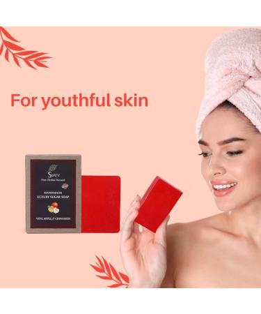 Buy SVATV Handcrafted Herbal Soap with Vitamin E Apple & Cinnamon | Kosher Ayurvedic Soap for All Skin Types | 125g Natural Soothing Soap for Men & Women - Buy Online on GoSupps.com