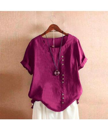 Women Cotton and Linen Shirt Casual Long Sleeve V Neck Blouse Button Down Lapel Ladies Business Loose Fit T-Shirt Retro Vintage Summer Tees 2416-qppoj-red#3 XL - Buy Online on GoSupps.com