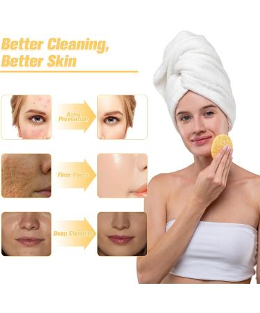 ZOCONE 70 PCS Natural Wood Pulp Cotton Face Sponges for Cleansing and Exfoliating - Reusable and Compressed for Makeup Removal and Skin Cleansing (Yellow) - Buy Online on GoSupps.com