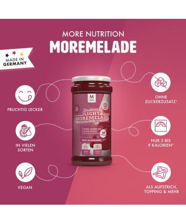 More Nutrition Moremelade - 4 x 240g Fine Raspberry Light Fruit Spread | Healthy Gourmet Jam for International Shipping - Buy Online on GoSupps.com
