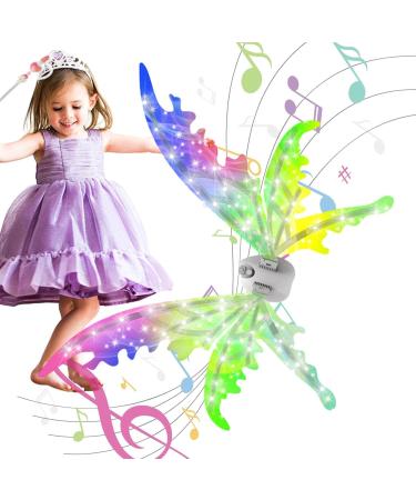 Light Up Fairy Wings | Adjustable Butterfly Colorful Wings with Music | Theme Eye-Catching Dressing for Parade Theatrical Performance Dress Up Masquerade English Color Box Rechargeable Version  - Buy Online on GoSupps.com