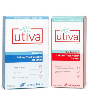 Utiva UTI Test Strips - Home Urinary Tract Infection Detection Kit (3 Pack) - Clinically Accurate - Tests Leukocytes and Nitrite - Szio - Buy Online on GoSupps.com