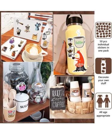 DETICKERS Coffee Cup Laptop Stickers - Waterproof Vinyl Decals for Water Bottles, Cute and Trendy Coffee Designs - Buy Online on GoSupps.com