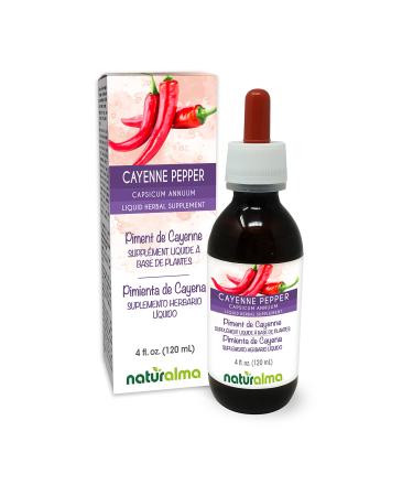 Naturalma Cayenne Pepper (Capsicum annuum) Fruit Alcohol-Free Tincture - 4 fl oz Liquid Extract in Drops - Herbal Supplement - Vegan Alcohol-free 4 Fl Oz (Pack of 1)