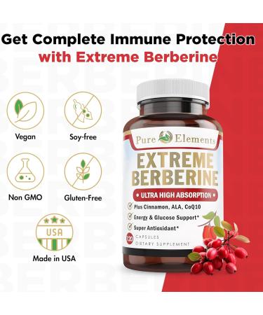 Extreme Berberine Plus with ALA Coq10 Turmeric Cinnamon Bitter Melon banaba Leaf Korean Panax Royal Jelly and Other 21 Herbs for Healthy Blood Sugar and Overall Health and Immunity - Buy Online on GoSupps.com