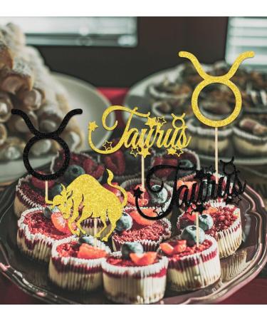 Usumz 24pcs Taurus Cupcake Topper Taurus Birthday Cake Decorations Big Taurus Energy April May Birthday Party Decor Supplies Gold - Buy Online on GoSupps.com