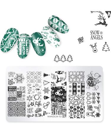 4-Piece Christmas Nail Art Stamp Plates - Santa Snowflake Reindeer & Stocking Designs for Festive Nail Decor - Buy Online on GoSupps.com