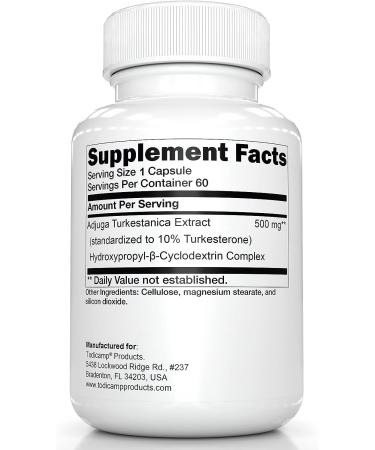 TODICAMP Turkesterone & Hydroxypropyl-Cyclodextrin Complex Ajuga Turkestanica Muscle Accelerator for Men - 500mg Turkesterone Supplement - Buy Online on GoSupps.com
