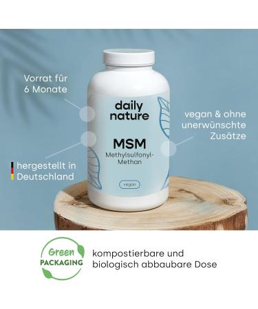Dailynature MSM Capsules 1600 mg - Vegan Dietary Supplement 365 Gluten-Free & Lactose-Free Capsules No Additives High Dose Methylsulfonylmethane - Buy Online on GoSupps.com