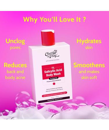 1% Salicylic Acid Body Wash 473ml - Paraben & SLS Free Exfoliating Shower Gel for Body Acne & Bumpy Skin | Unisex Deep Cleansing Cleanser - Buy Online on GoSupps.com