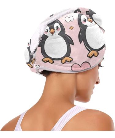 Small Penguins Pink Hair Towel 2 Pack | Super Absorbent Quick Dry Hair Turbans for Women & Girls - Buy Online on GoSupps.com