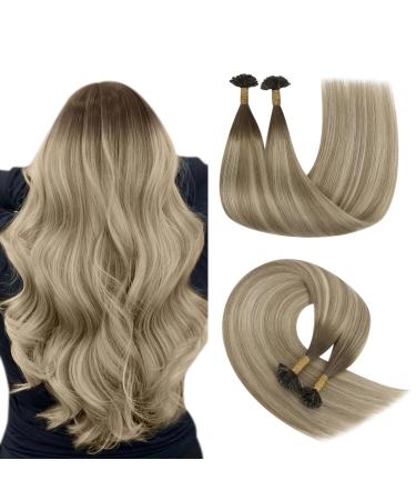 Youngsee Bonding Extensions Real Hair Balayage 35cm Real Hair Extensions Bondings Brown Blond Keratin Bonding Remy Hair Extensions Bonding Hot Fusion U Tip Extensions Real Hair 50g #3/8/25 CM-U TIP 1-2/22