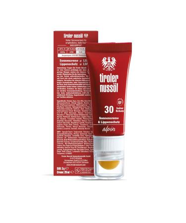 Tyrolean Nut Oil Alpine Sun Cream & Lip Balm 30/30 - Natural Sun Protection & Moisturizing Care | International Shipping Available - Buy Online on GoSupps.com