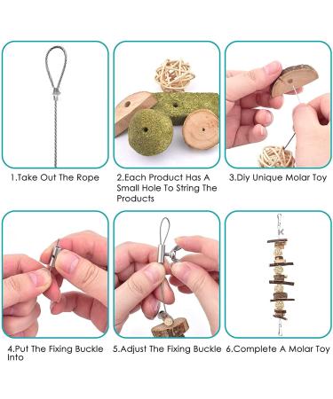Erkoon 70PC Rabbit Toy Set - Natural Timothy Grass & Wooden Chew Accessories for Bunnies Chinchillas Hamsters and Guinea Pigs - Buy Online on GoSupps.com