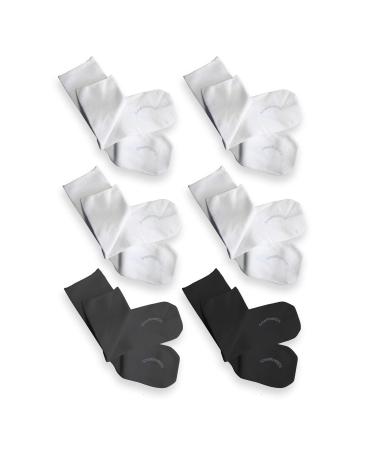 SmartKnitKIDS Seamless Sensitivity Socks - 6 Pack ((1)Black (1)Charcoal & (4)White Medium)