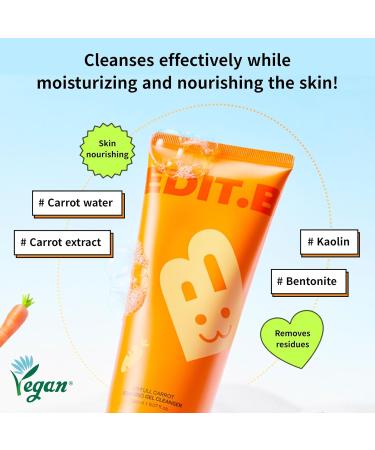 EDIT.B Joyfull Carrot Foaming Gel Cleanser Gentle Deep Pore Cleansing Face Wash Removes Makeup Impurities Sebum Blackheads & Whiteheads Non-Drying Daily Korean Skincare 5.07 fl.oz / 150ml - Buy Online on GoSupps.com
