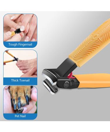 Nail Clippers for Thick Nails - DUAIU Wide Jaw Toenail Clippers Heavy Duty Nail Cutter with Catcher Sharp & Ergonomic Nail Clipper for Men and Women (Yellow) - Buy Online on GoSupps.com
